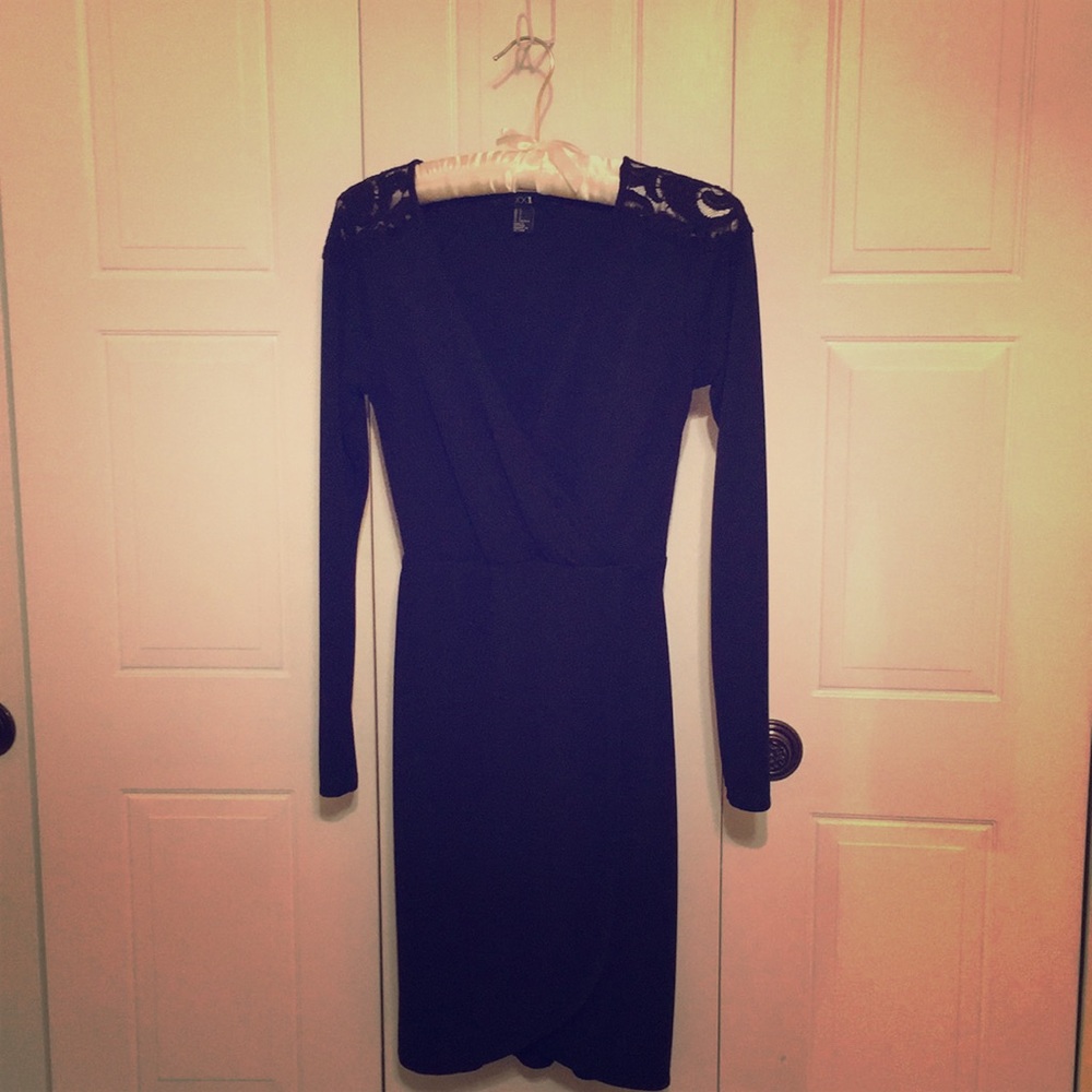Black V-neck dress